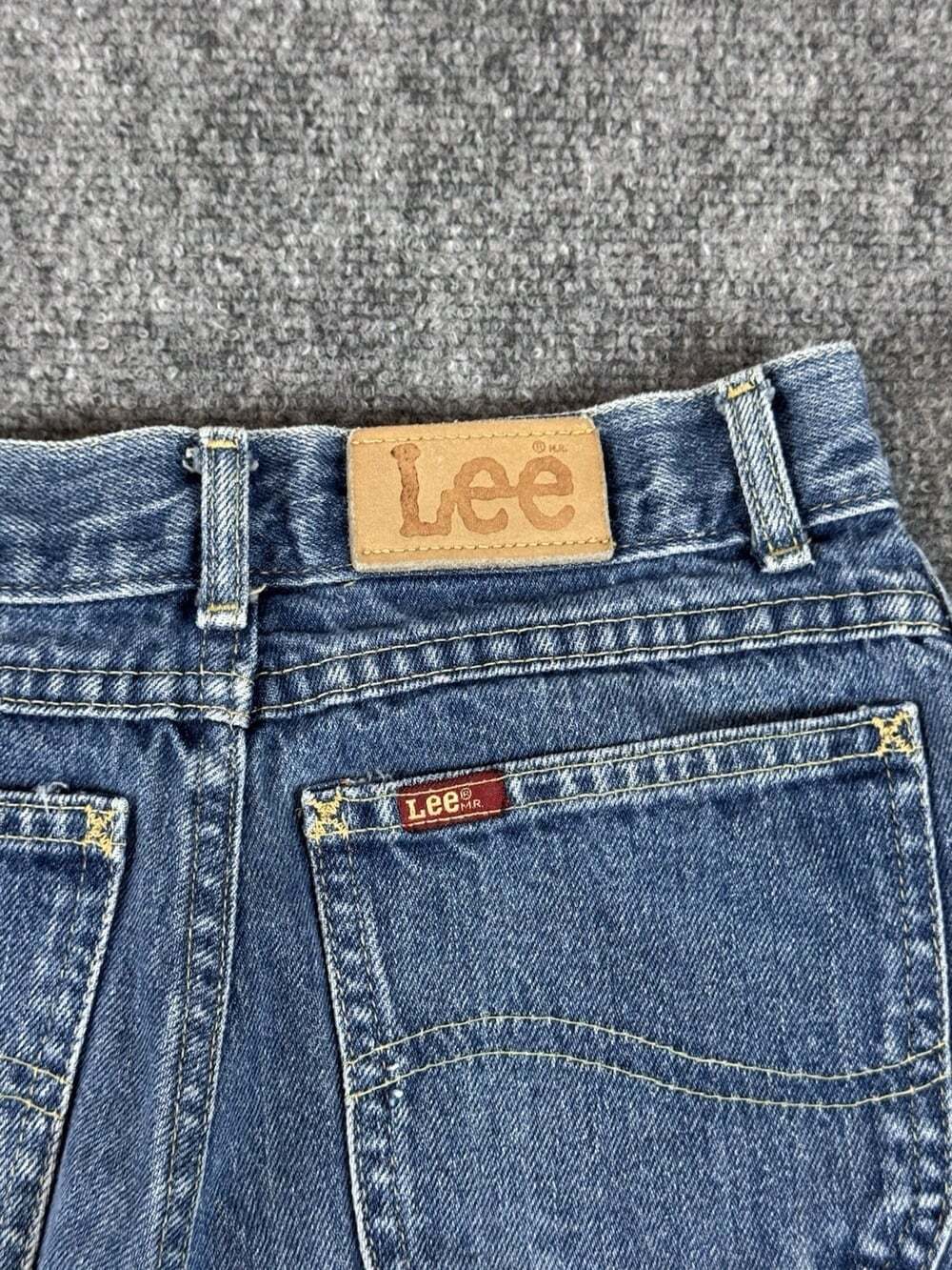 Vintage 80s Lee Talon Zipper Denim Straight Jeans Regular Fit Distressed Size 24 - Picture 4 of 10